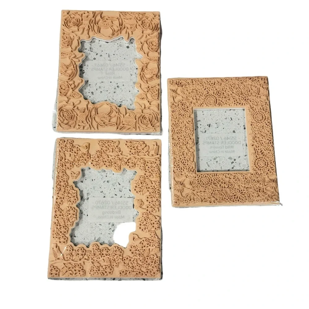 Doodler Floral Rubber Stamp Set Lot of 3 NWT Rose Wildflower Birdsong